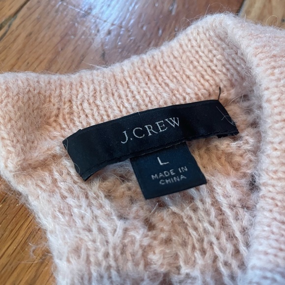 J CREW Sweater Women’s Size L Pink Cable-Knit Balloon Sleeve Alpaca Wool Blend - Picture 13 of 16